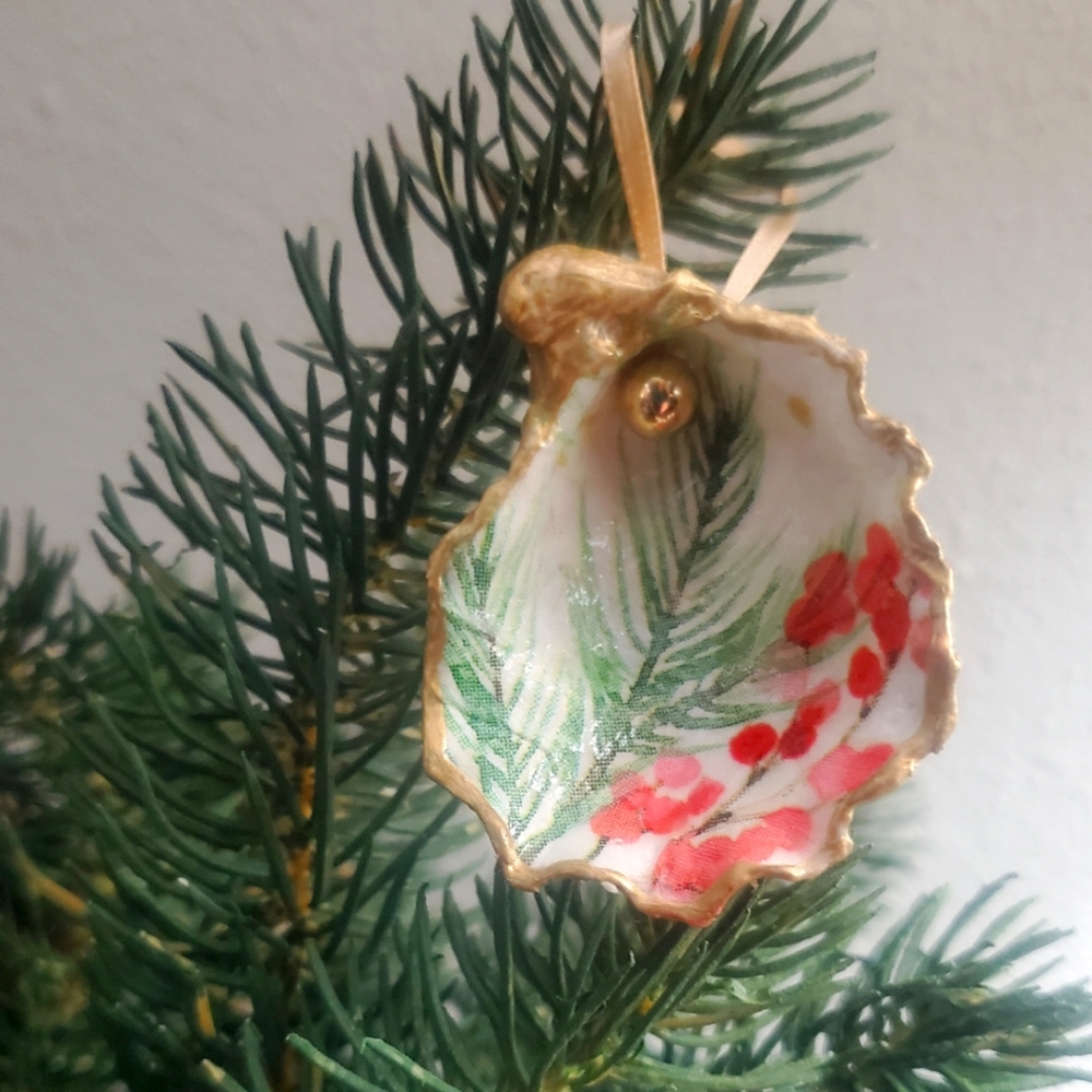 Oyster shell Christmas ornaments